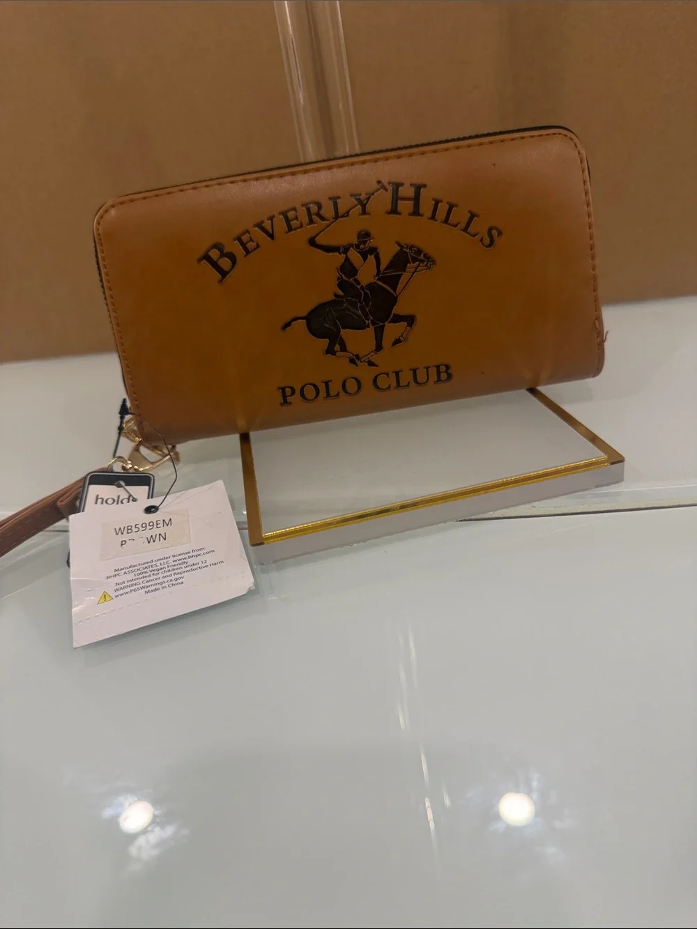 Beverly Hills Polo Club Brown Zip-Around Men's Wallet with Wrist Strap